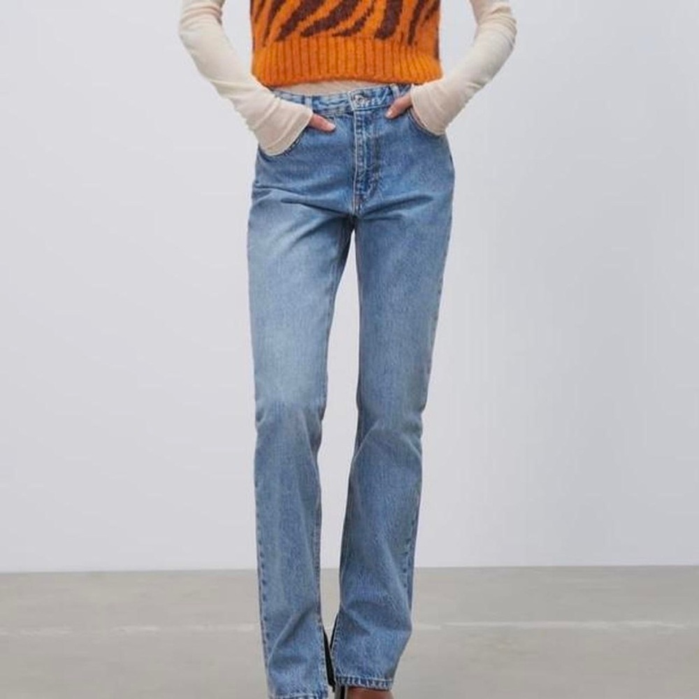 Zara high-rise jeans with split hem